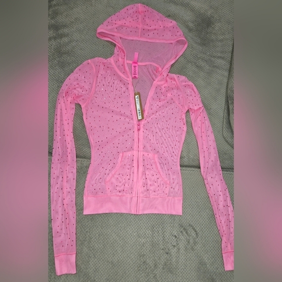 Skims mesh rhinestone hoodie taffy - Picture 3 of 5